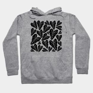 Black veiny heart shaped plant leaves pattern Hoodie